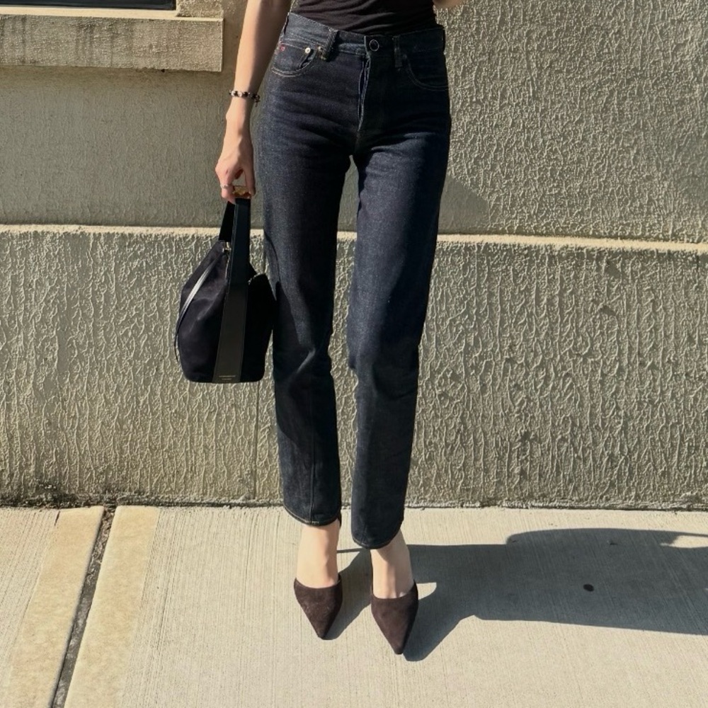 Victoria Beckham High-Rise Straight Leg Dark Navy Jeans